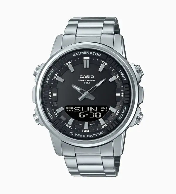 Casio Men’s AMW-840D-1ACVCF Dress Analog-Digital Display Quartz Silver Watch