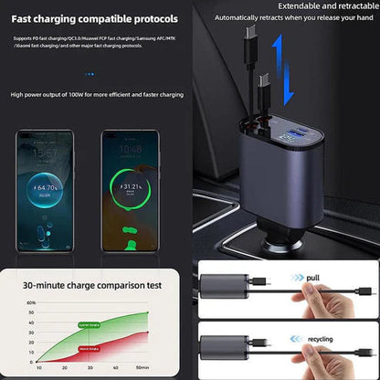 4-in-1 Retractable Charging Cable – Fast, Compact & Travel-Ready!